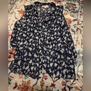 Olive & Oak Dark Blue Sailboat Button Down Shirt